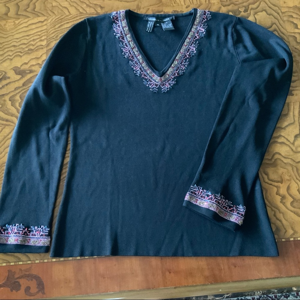 Cross Stitch and Bead Emblished Sweater